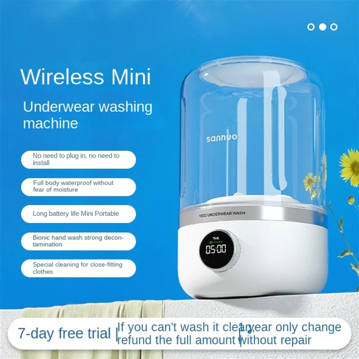2025New Rechargeable Mini Washing Machine for Underwear Portable Small Laundry Machine for SocksAXEW