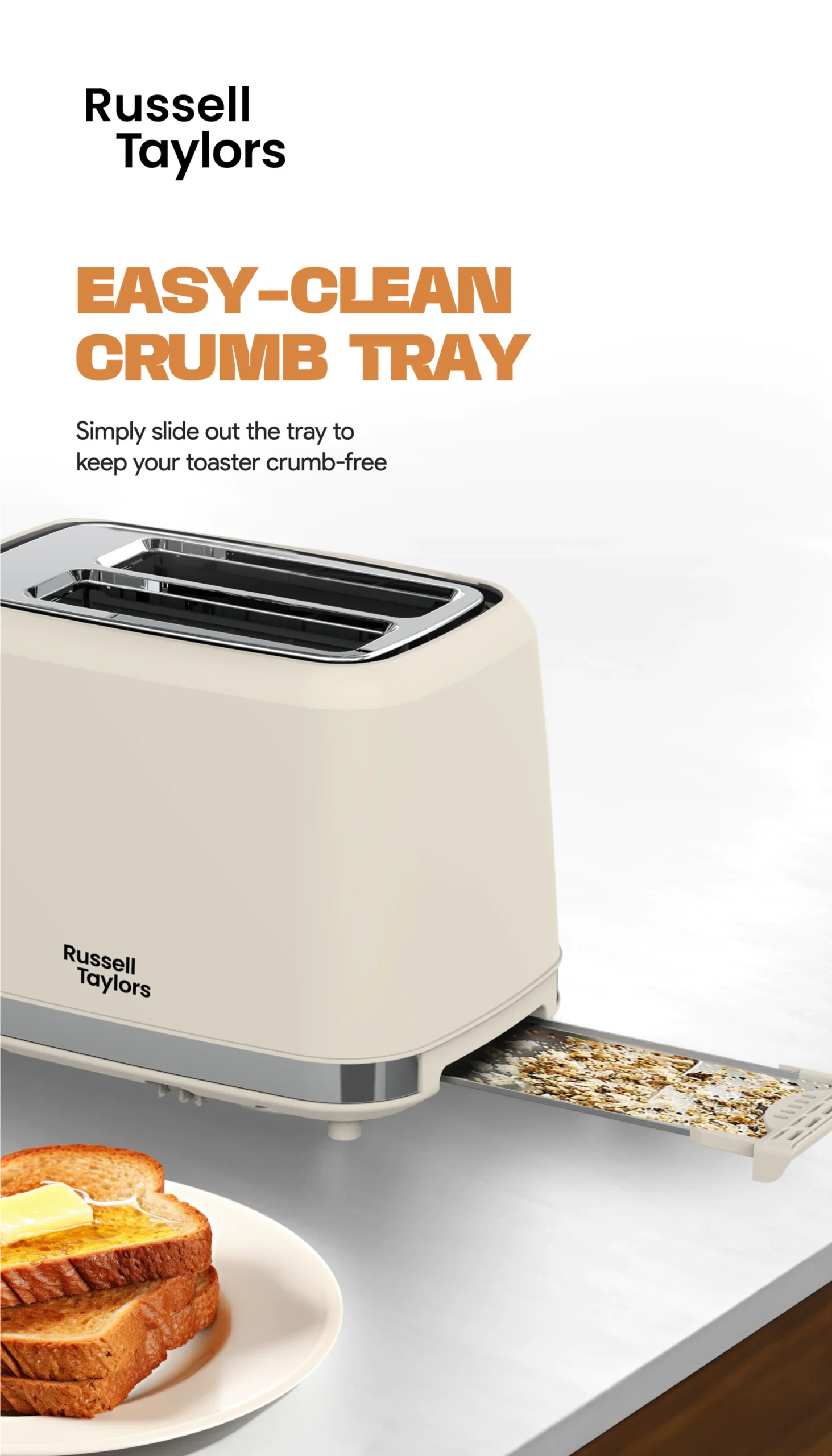 Russell Taylors Retro Toaster RT-10, 𝟳 𝗦𝗵𝗮𝗱𝗲 𝗦𝗲𝘁𝘁𝗶𝗻𝗴𝘀, 2 Years Warranty