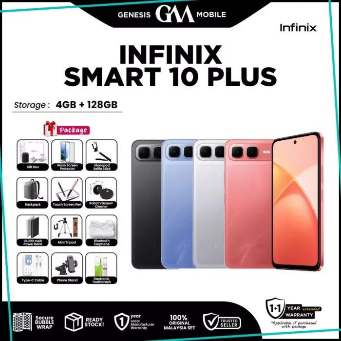 INFINIX Smart 10 Plus [8GB*(4+4)GB RAM 128GB ROM/ 16GB*(8+8)GB RAM 128GB ROM] - Original INFINIX Malaysia
