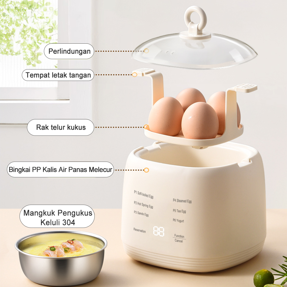 Simmo Electric Egg Boiler Egg Cooker 200W 4 Egg Boiler Capacity Automatic Quickly Cooked Multifunctional Egg Steamer