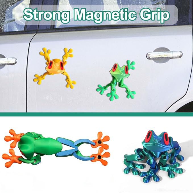🐸✨2025 Trending 3D Magnetic Frog Figurine with Movable Joints. Fun Decorative Fridge Magnet. Perfect for Cabinet.