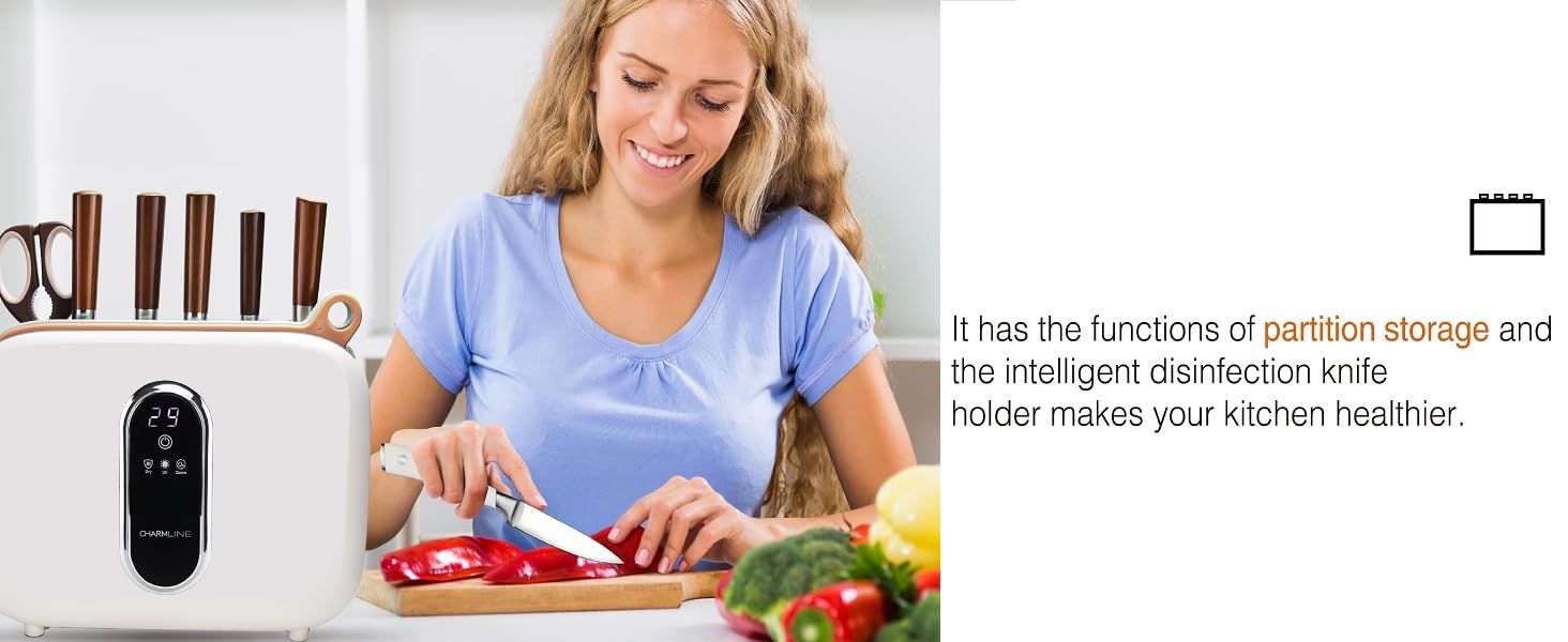 Charmline Smart Cutting Board and Knife Set with Holder. Double Cleaning and Drying Function. Space Saving Smart Home Gadgets. Keeping Kitchen Clean and Tidy