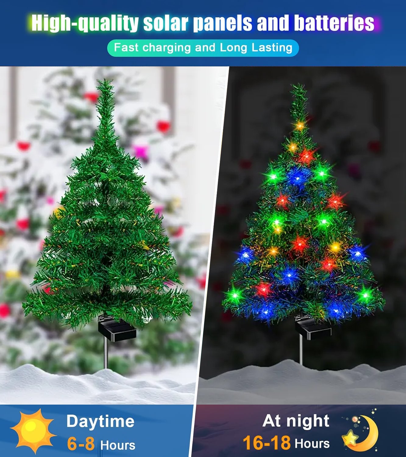 Solar Christmas tree lights holiday decorations. outdoor courtyards. gardens. lawns. small path lights. atmosphere lights