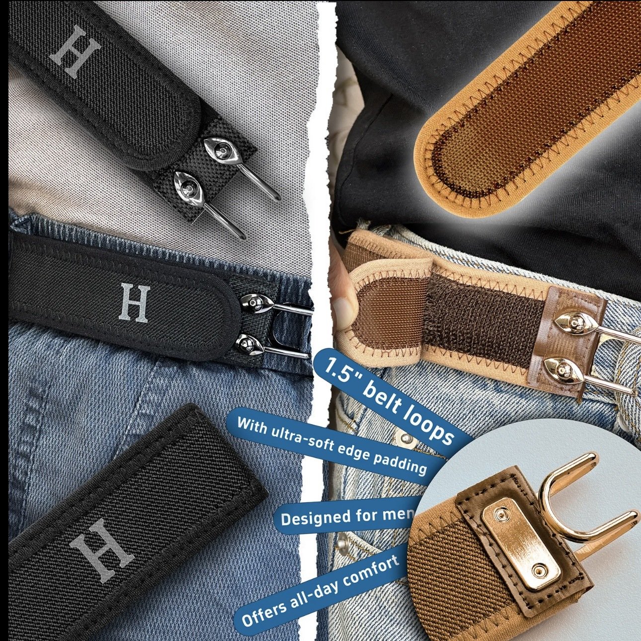 ⏰Christmas Limited-Time Offer🎄Tactical Metal Hook Elastic Belt (Unisex) - No Buckle Invisible Design | Soft Adjustable Side