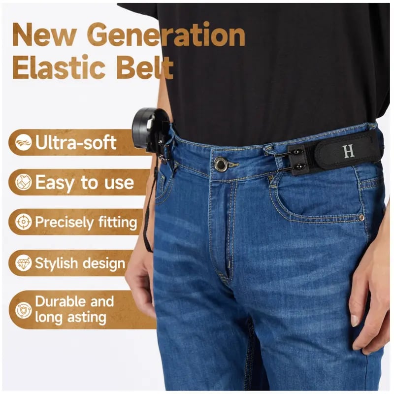 ⏰Christmas Limited-Time Offer🎄Tactical Metal Hook Elastic Belt (Unisex) - No Buckle Invisible Design | Soft Adjustable Side