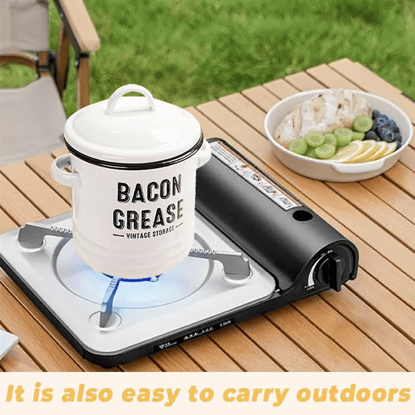 Top Christmas Gift 2025 🎅-42 oz bacon grease container with strainer and food-grade silicone spatula